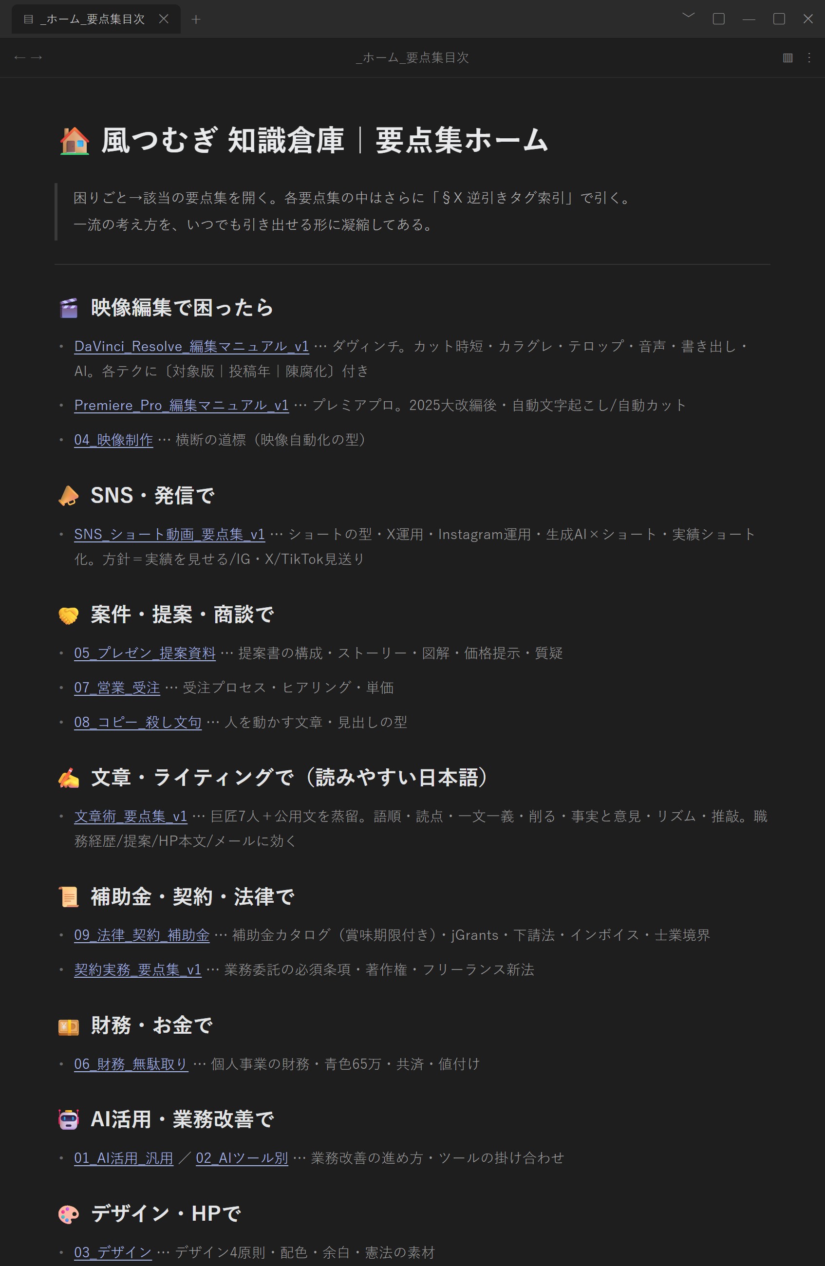 要点集の目次（困りごと別）
